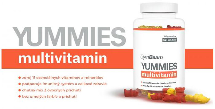 GymBeam Yummies Multivitamin 60 kapslí orange lemon cherry